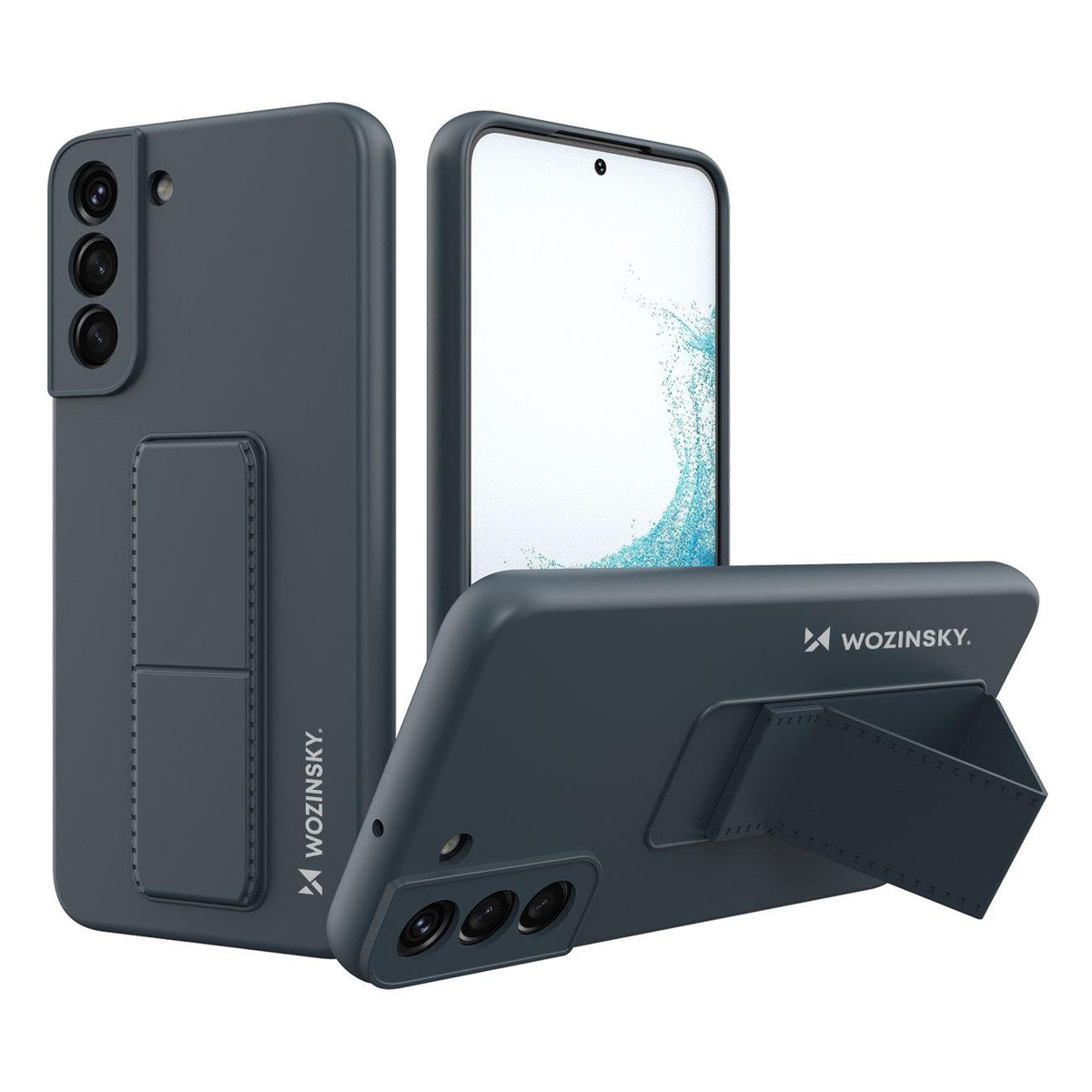 Husa Wozinsky Kickstand Silicone cu Stand pentru Samsung Galaxy S22+ Bleumarin