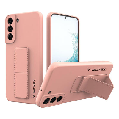 Husa Wozinsky Kickstand Silicone cu Stand pentru Samsung Galaxy S22+ Roz