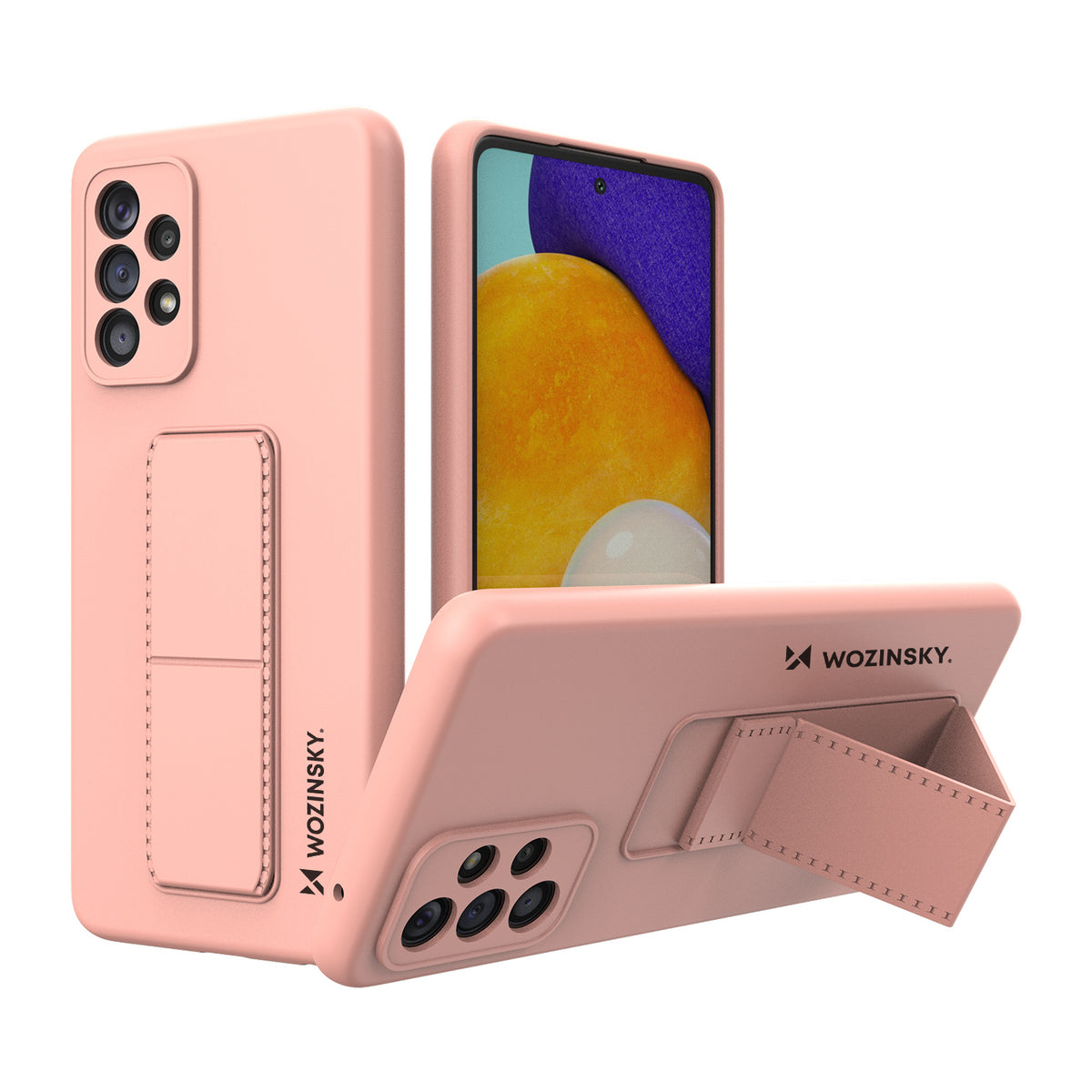 Husa Wozinsky Kickstand Silicone cu Stand pentru Samsung Galaxy A73 Roz