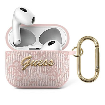 Husa Guess AirPods 3 Cover Roz/Roz 4G Script Metal Collection