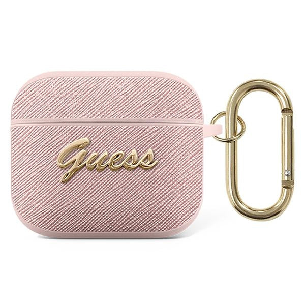 Husa Guess AirPods 3 Cover Roz/Roz Saffiano Script Metal Collection