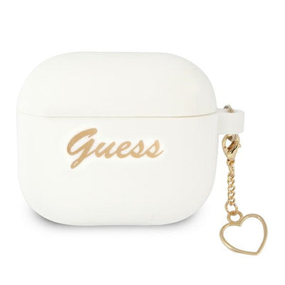 Husa Guess AirPods 3 Cover Alb/Alb Silicone Charm Heart Collection