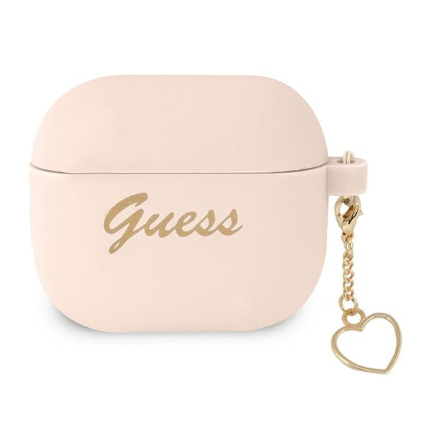 Husa Guess AirPods 3 Cover Roz/Roz Silicone Charm Heart Collection