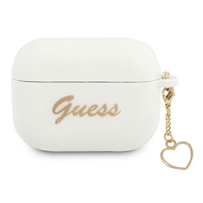 Husa Guess Guaplschsh AirPods Pro Cover Alb/Alb Silicone Charm Heart Collection