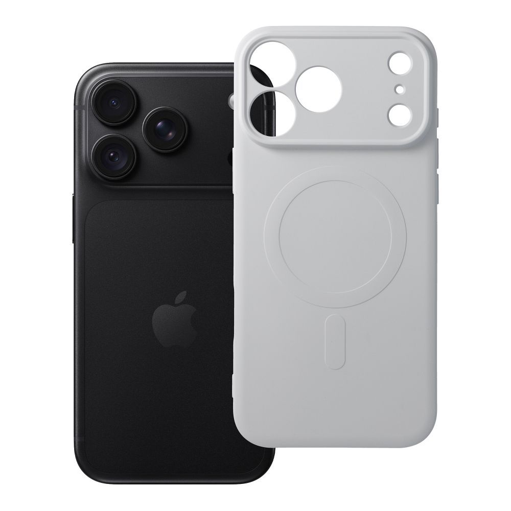 Husa Silicone Mag pentru iPhone 18 Pro Max / 17 Pro Max Compatible cu Magsafe (Camera Protection) Argintiu