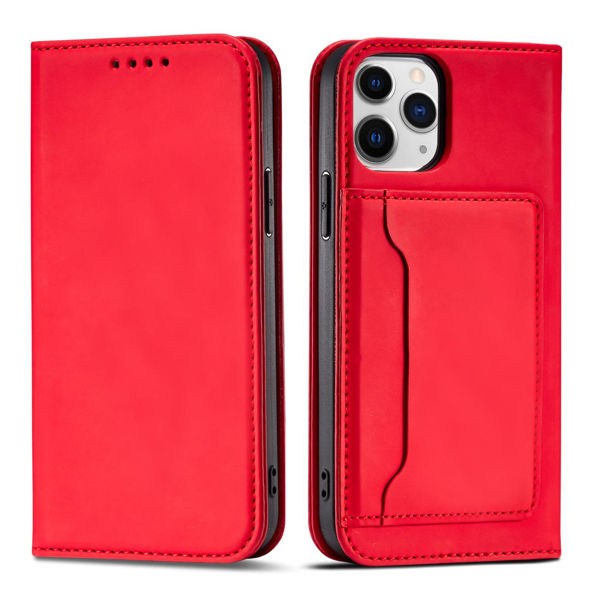 Husa Magnet Card pentru iPhone 12 Pro Max Pouch Card Wallet Card Suport Rosu