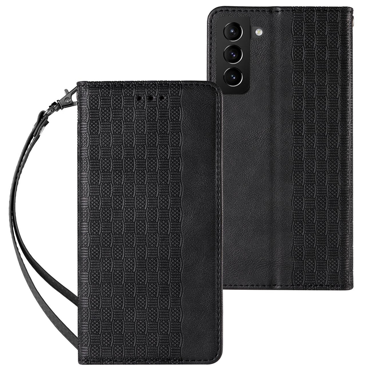 Husa Magnet Curea pentru Samsung Galaxy S22 + (S22 Plus) Pouch Wallet + Mini Lanyard Pendant Negru