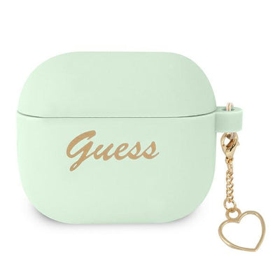 Husa Guess AirPods 3 Cover Verde/Verde Silicone Charm Heart Collection