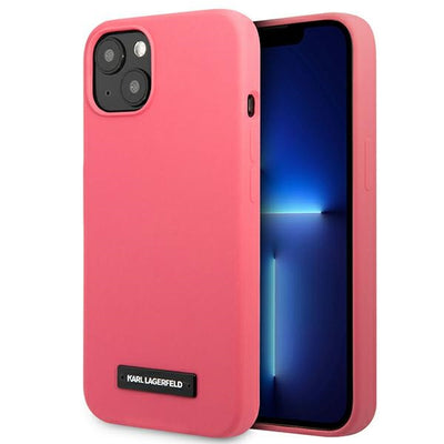 Husa Karl Lagerfeld Silicone Plaque pentru iPhone 13 Mini - Fuchsia