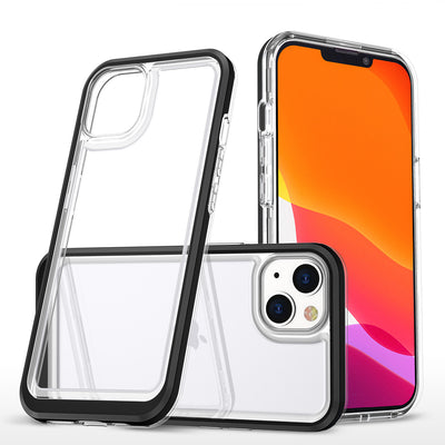 Husa Transparent 3in1 pentru iPhone 14 Plus Silicone Cover cu Frame Negru