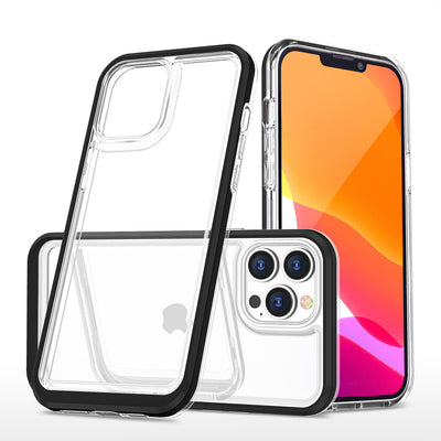 Husa Transparent 3in1 pentru iPhone 14 Pro Silicone Cover cu Frame Negru