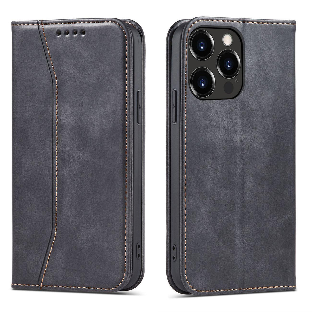Husa Magnet Fancy pentru iPhone 14 Pro Max Flip Cover Wallet Stand Negru