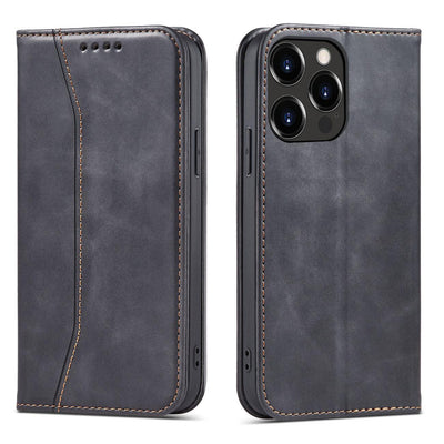 Husa Magnet Fancy pentru iPhone 14 Pro Max Flip Cover Wallet Stand Negru