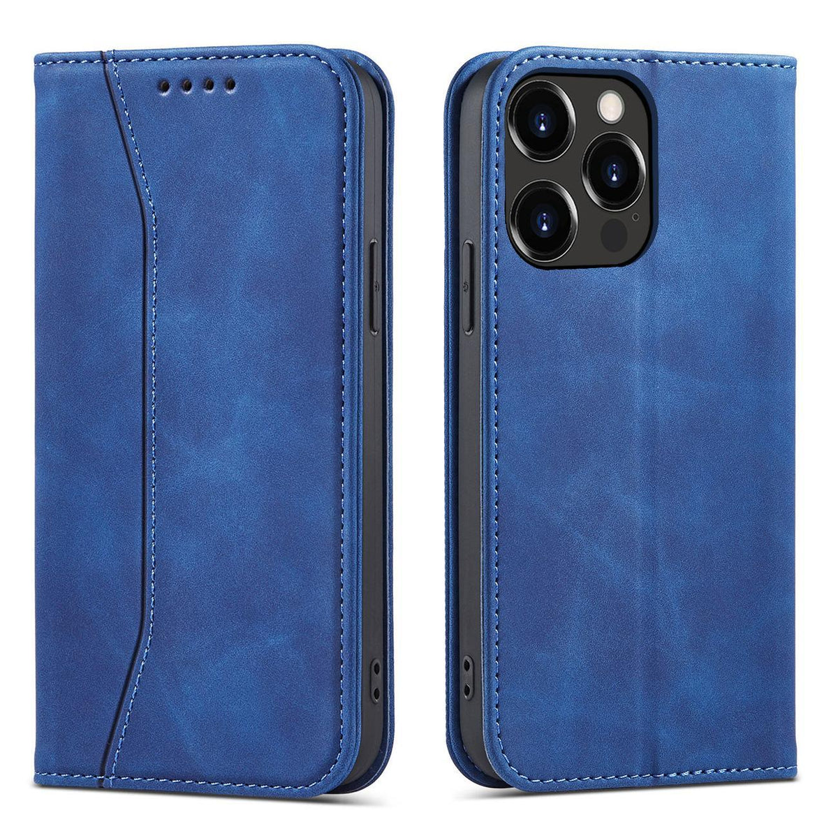 Husa Magnet Fancy pentru iPhone 14 Pro Max Cover cu Flip Wallet Stand Albastru