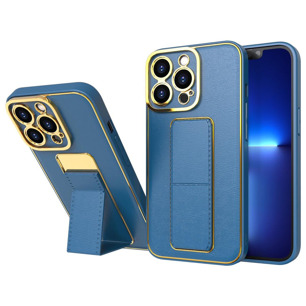 Husa New Kickstand Cover pentru Samsung Galaxy A12 5G cu Stand Albastru