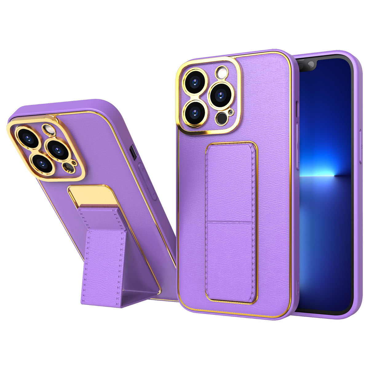 Husa New Kickstand pentru iPhone 12 Pro cu Stand Mov