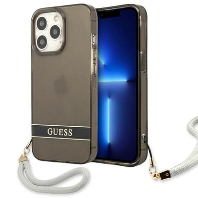 Husa Guess iPhone 13 Pro / 13 6.1" Negru/Negru Hardcase Translucent Stap