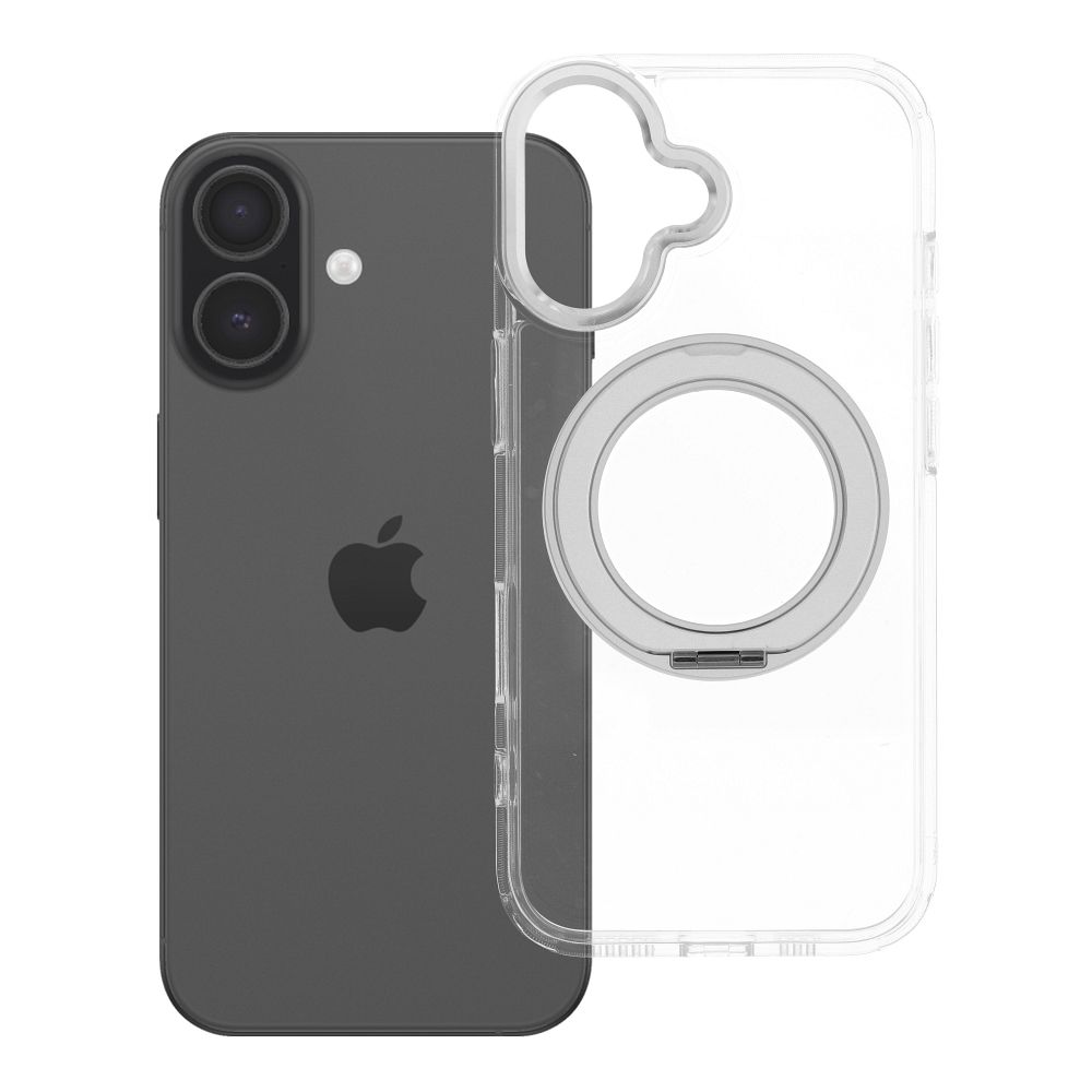 Husa pentru iPhone 17 Frame Circle Stand Compatible cu Magsafe Transparent