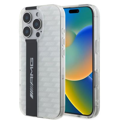 Husa AMG Carbon Pattern pentru iPhone 16 Pro Max Alb