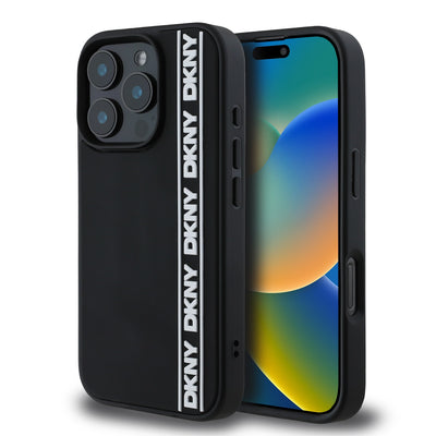 Husa Dkny 3D Rubber Repeat Logo Line pentru iPhone 16 Pro Max Negru
