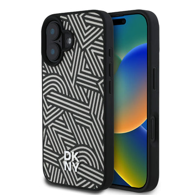 Husa Dkny piele sintetica Crosswalk Pattern Magsafe pentru iPhone 16 Ivory
