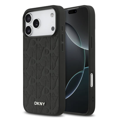 Husa Dkny piele sintetica Grid Pattern Magsafe pentru iPhone 17 Pro Max Negru