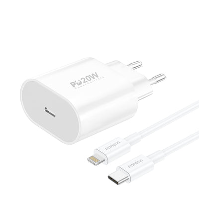 Cablu Foneng Eu39 Usb-c Incarcator (Pd20w) + Type-c - Lightning Alb