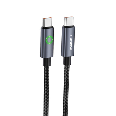 Cablu Foneng Xs08 1.2M Metal Head Verde Braided deschis (60W) Type-c TO Type-c Negru