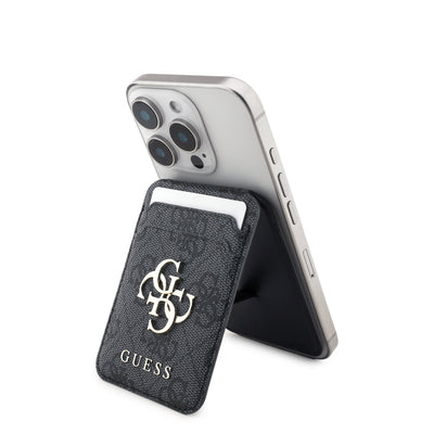 Suport auto Guess 4G Metal Logo Magsafe Cardslot Stand Negru
