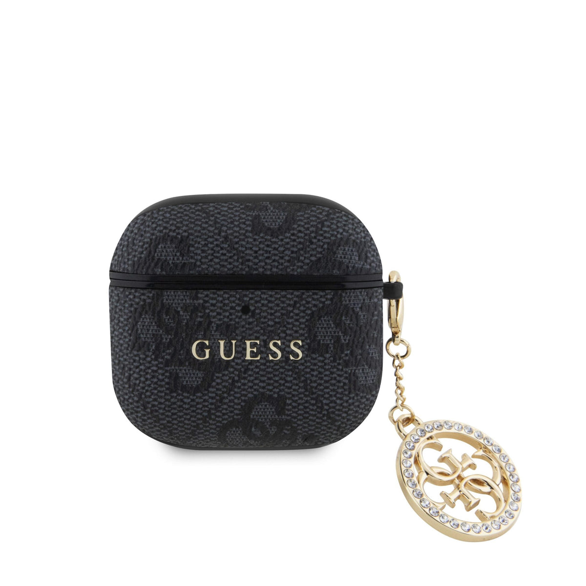 Husa Guess 4G Script PC/PU Charm pentru AirPods 4 Negru