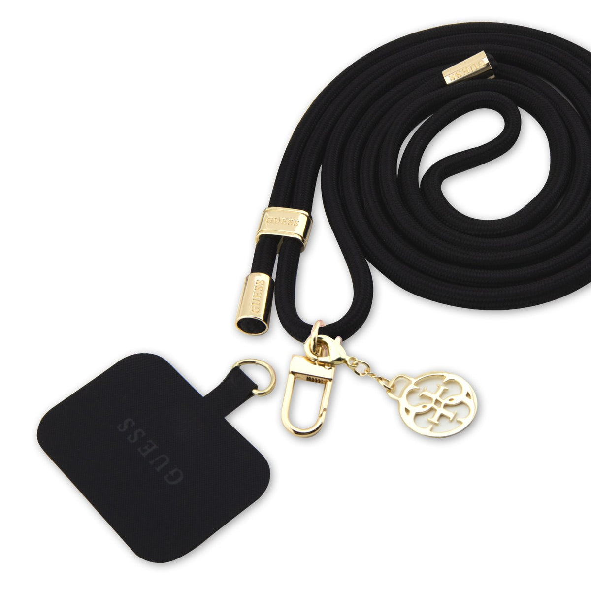 Curea Guess Crossbody Cord 4G Charm Auriu/Negru