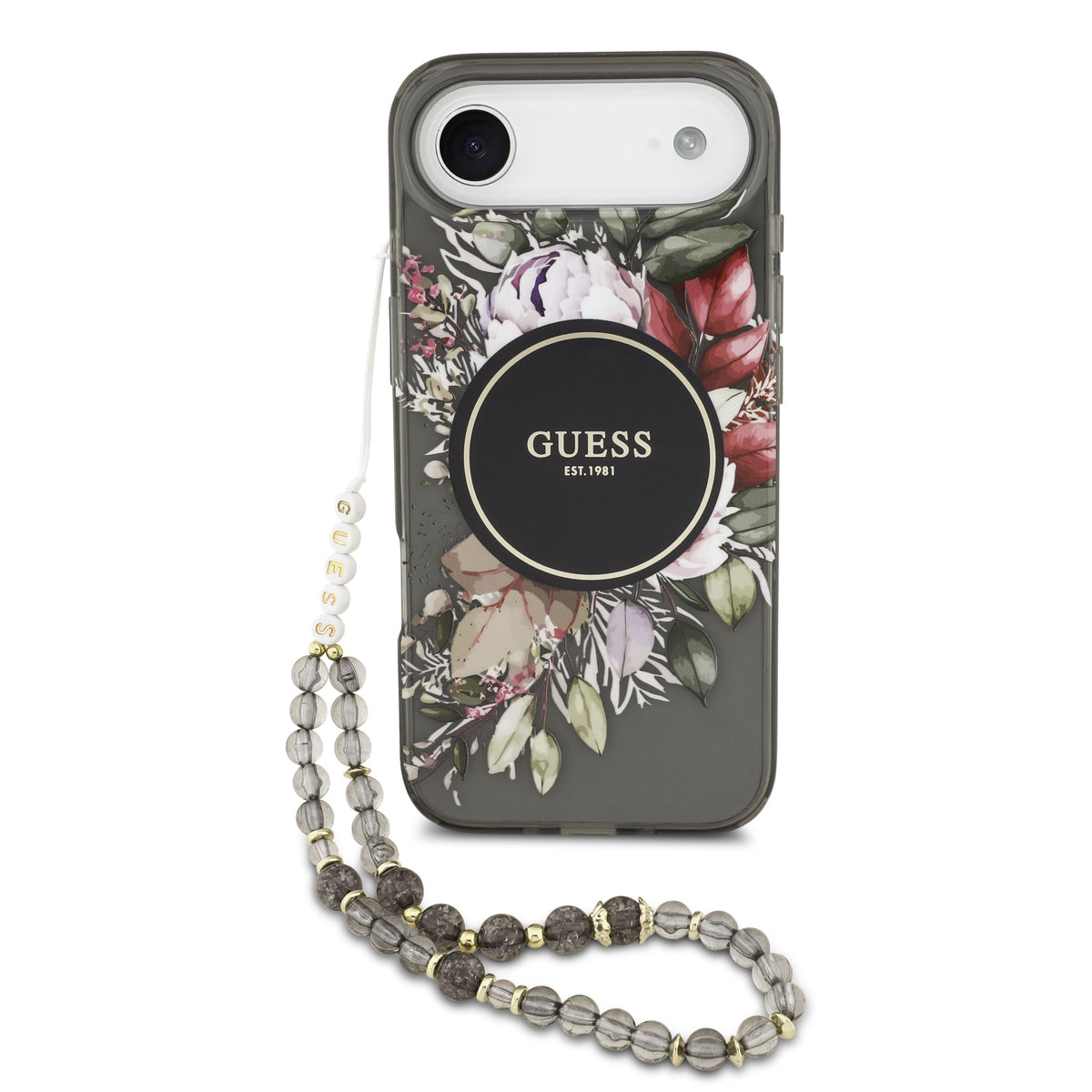 Husa Guess IML Flowers Curea Magsafe pentru iPhone Air Negru