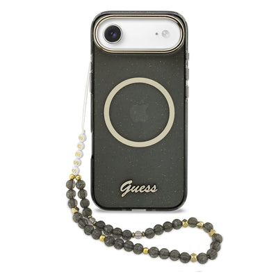 Husa Guess IML Glitter Script Curea Magsafe pentru iPhone Air Negru