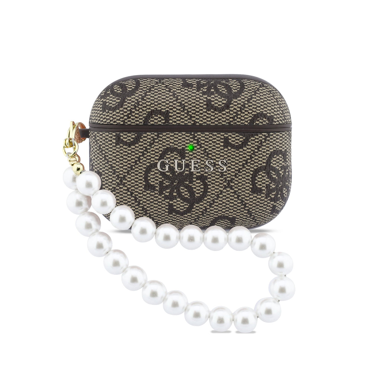 Husa Guess PU 4G Classic Logo Pearl Curea pentru AirPods Pro 3 Maro