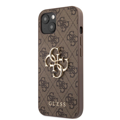 Husa Guess PU 4G Metal Logo pentru iPhone 13 Maro