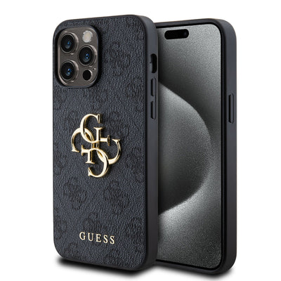 Husa Guess PU 4G Metal Logo pentru iPhone 14 Pro Max Gri