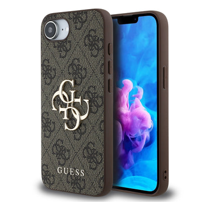 Husa Guess PU 4G Metal Logo pentru iPhone 16e/17e Maro