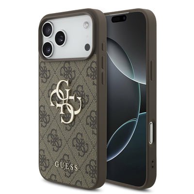 Husa Guess PU 4G Metal Logo pentru iPhone 17 Pro Max Maro