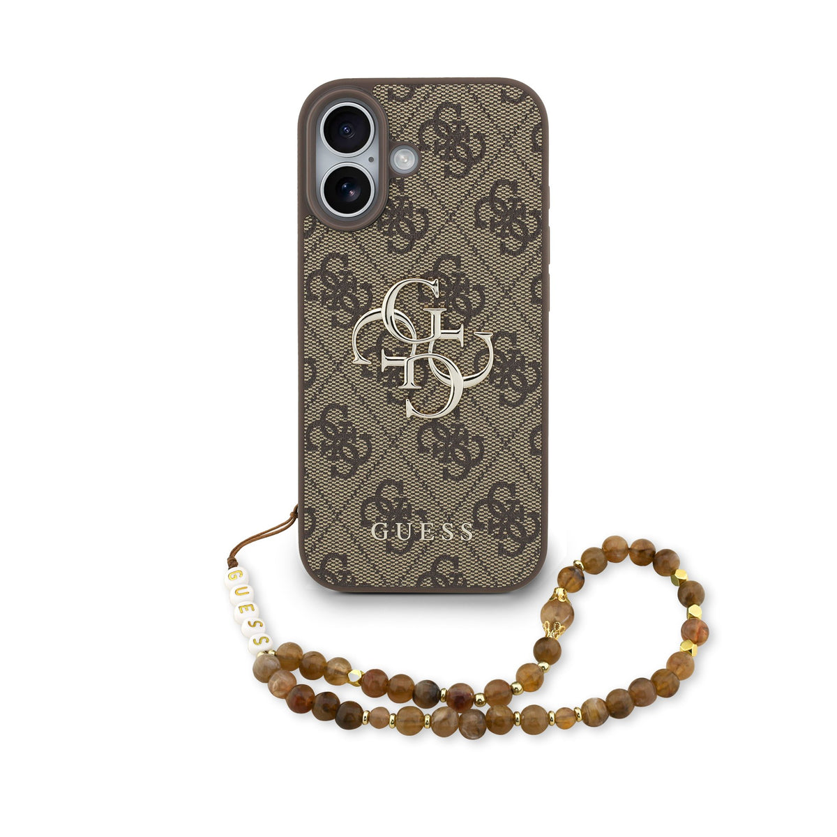 Husa Guess PU 4G Metal Logo Curea pentru iPhone 17 Maro