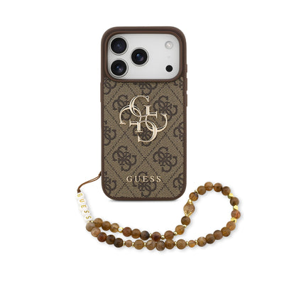 Husa Guess PU 4G Metal Logo Curea pentru iPhone 17 Pro Maro