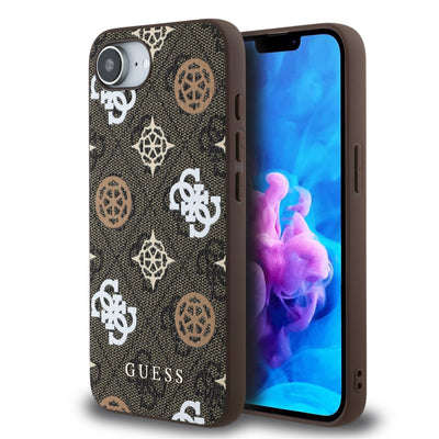 Husa Guess PU 4G Peony Magsafe pentru iPhone 16e/17e Maro
