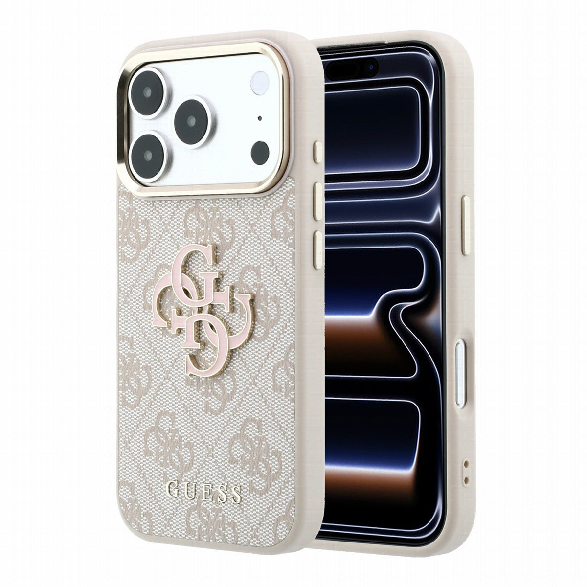Husa Guess PU 4G Resin Metal Logo pentru iPhone 18 Pro Max Roz