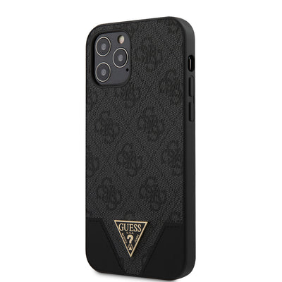 Husa Guess PU 4G Triangle pentru iPhone 12/12 Pro 6.1 Gri