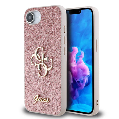 Husa Guess PU Fixed Glitter 4G Metal Logo pentru iPhone 16e/17e Roz