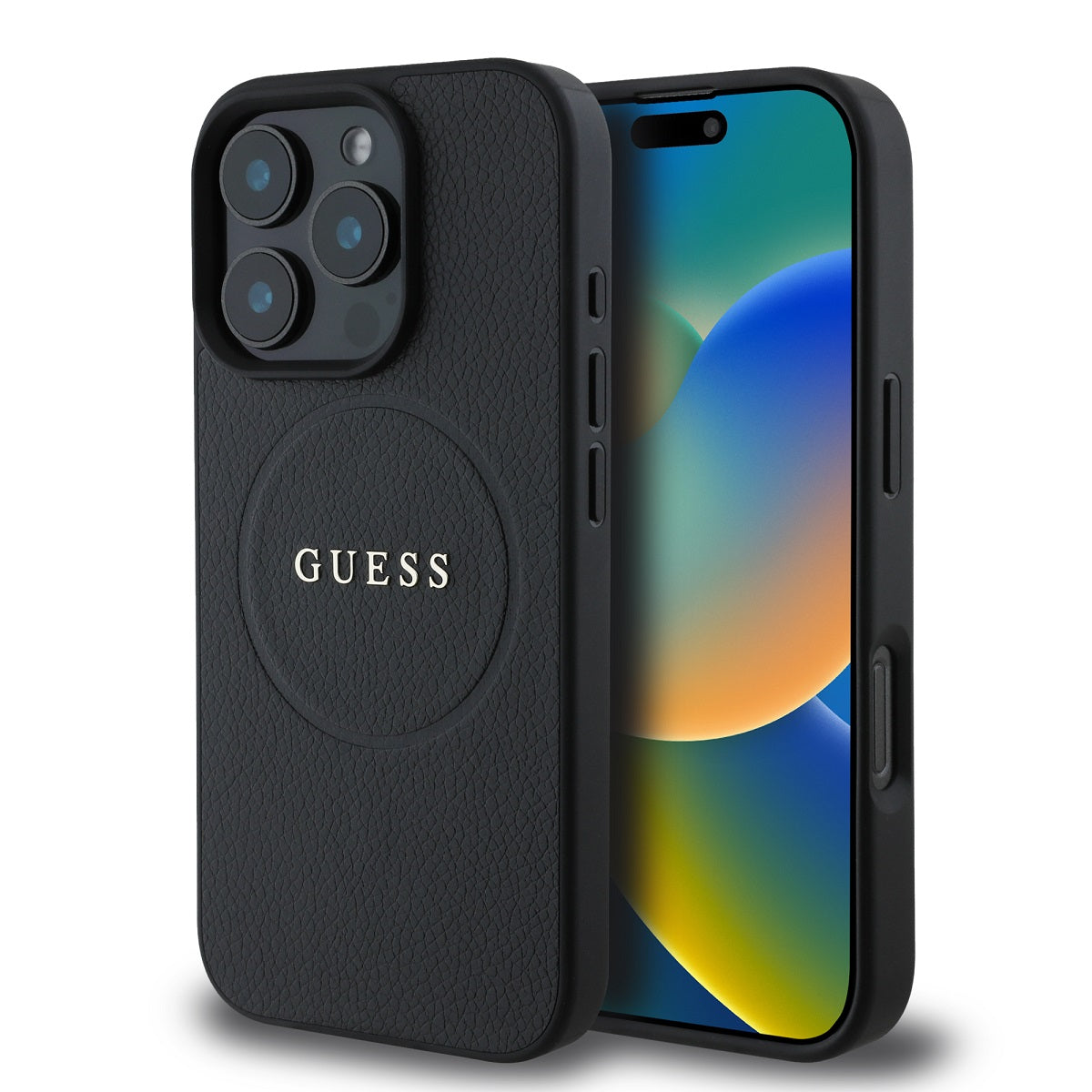Husa Guess PU Grained Classic Logo Magsafe pentru iPhone 16 Pro Negru