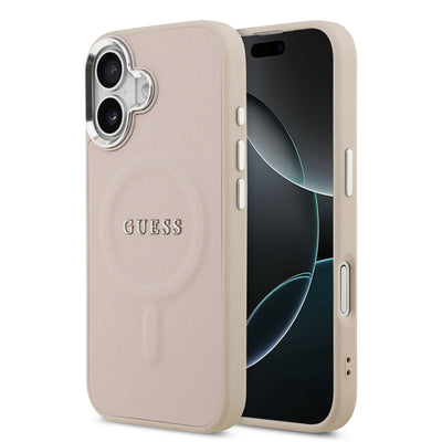 Husa Guess PU Saffiano Magsafe pentru iPhone 17 Roz