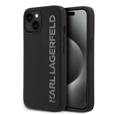 Husa Karl Lagerfeld 3D Rubber Glitter Logo pentru iPhone 13 Negru