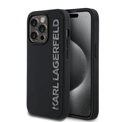 Husa Karl Lagerfeld 3D Rubber Glitter Logo pentru iPhone 13 Pro Negru