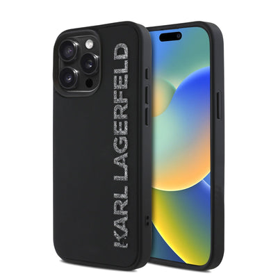 Husa Karl Lagerfeld 3D Rubber Glitter Logo pentru iPhone 15 Pro Max Negru