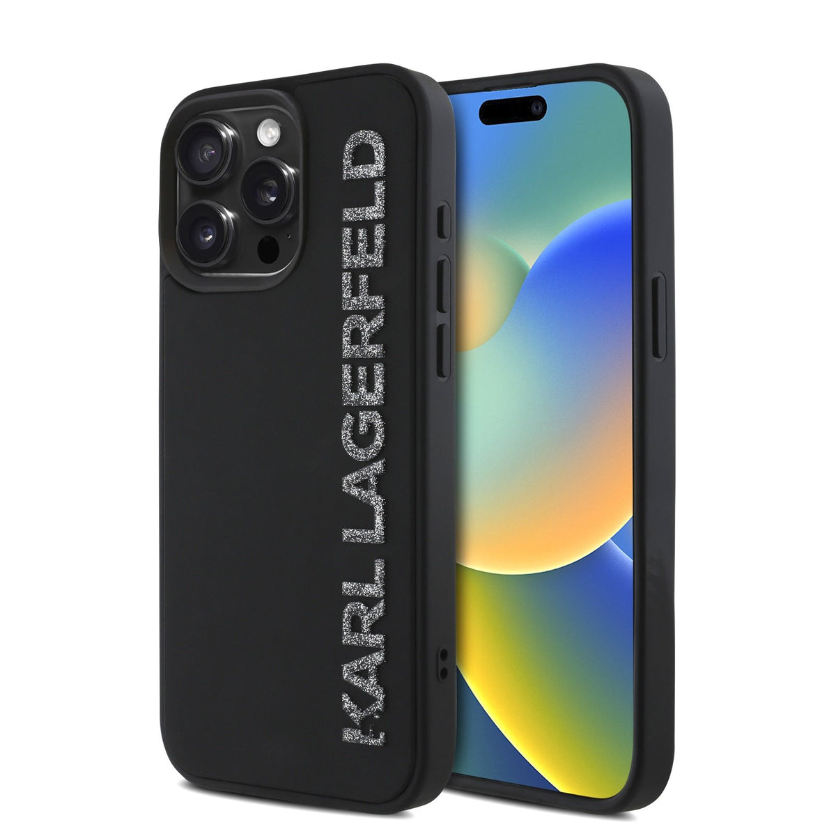 Husa Karl Lagerfeld 3D Rubber Glitter Logo pentru iPhone 15 Pro Max Negru